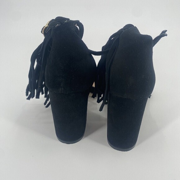 RAYE Revolve Loni Heel in Black Fringe Ankle Strap Suede Size 5 - Picture 13 of 14
